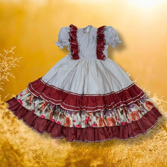 Handmade Dresses & Skirts - Vtg 70s Handmade Prairie Dress Ruffle Puff Sleeve Cottagecore Maxi Floral Size L